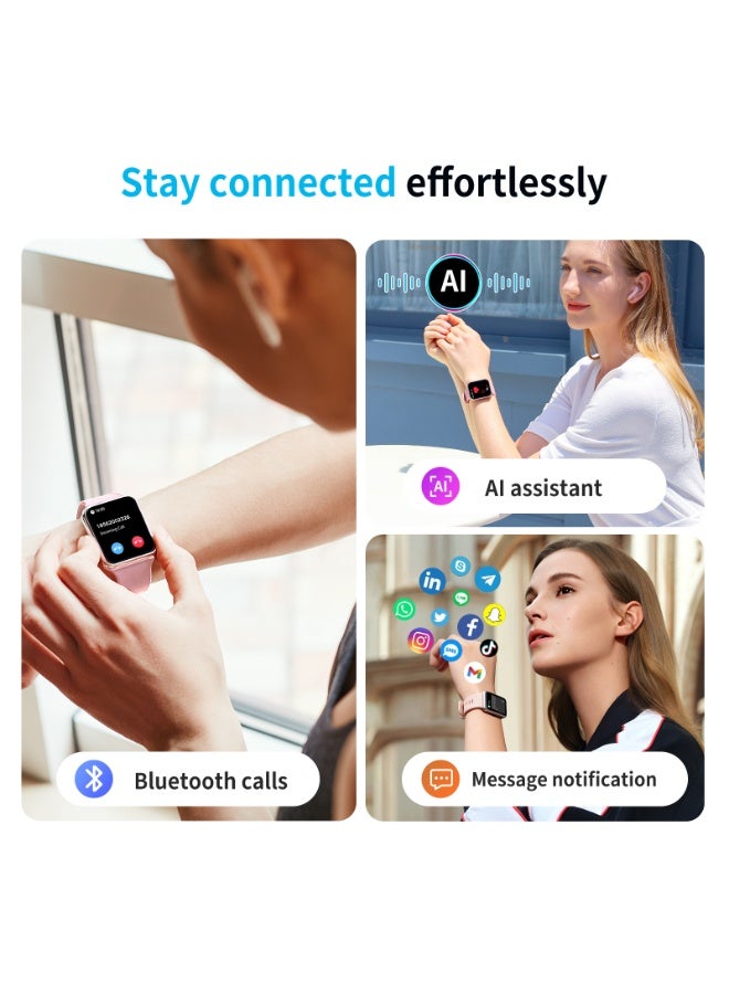 G-Tab GLS1 Smartwatch for Women, Bluetooth Calling, 1.75” Full Touch Screen, Heart Rate, Sleep & Fitness Tracker, IP68 Waterproof, Compatible with Android & iOS – Pink - Image 4